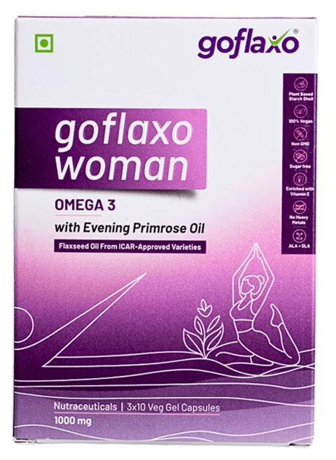 Goflaxo Women Omega-3 Capsule — Vegan Flaxseed Oil with Evening Primrose Oil